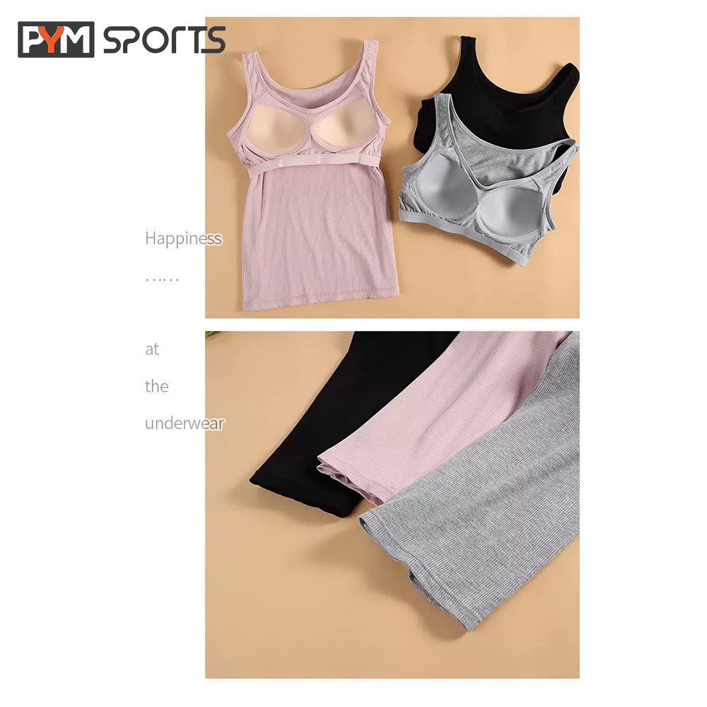 Áo Yoga cotton liền bra - áo cotton liền mút PYMSPORT - PYMBR046 thoáng mát, thoải mái, kèm bra , 7 màu cho bạn lựa chọn