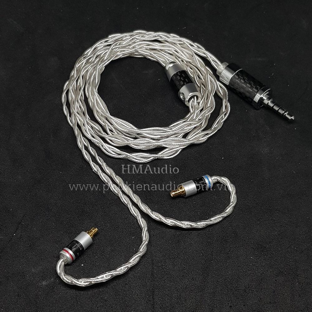 Dây tai nghe đồng mạ bạc  Litz 24AWG đường kính dây đơn 1.2mm tết 4 sợi - Connetor IM01/02/03 IM50/70 A2DC IE80/80s IE40Pro IE100/500 IE300/900 2Pin MMCX