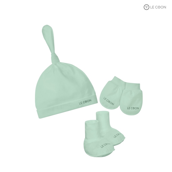 LE COON | Set Mũ Knotted, Bao Tay, Bao Chân | Vải COOL mỏng mát | Newborn