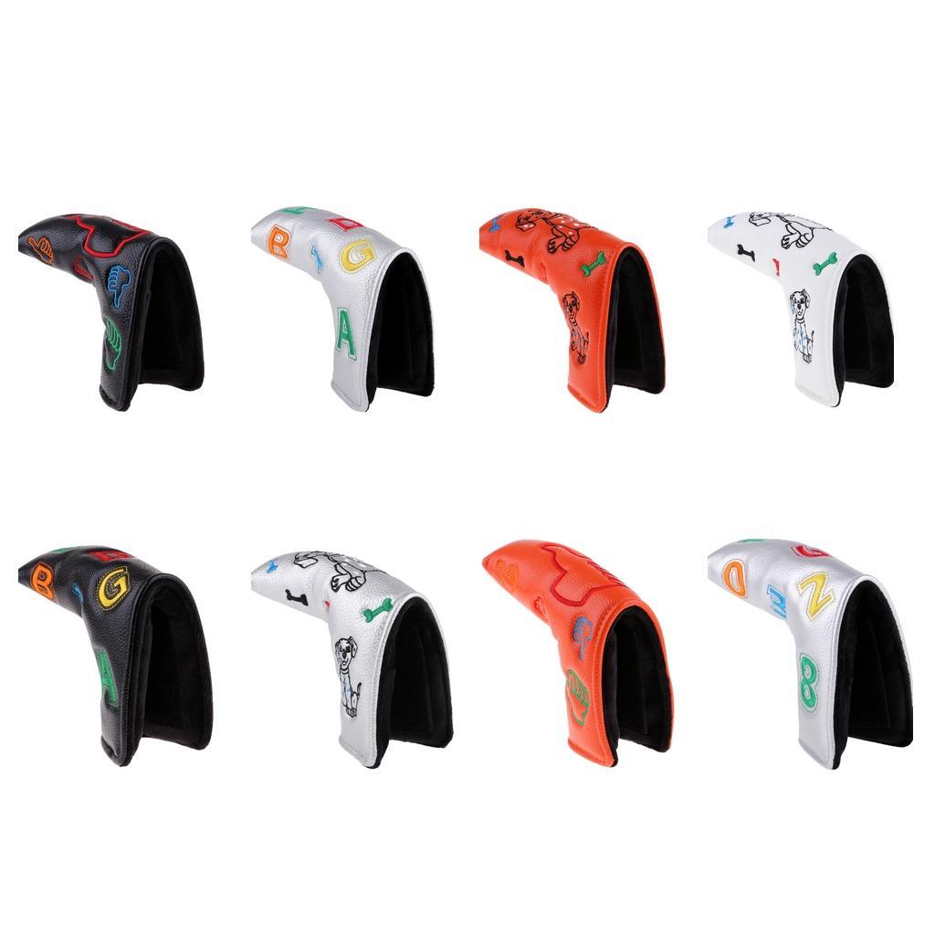 Waterproof PU Leather Golf Blade Putter Head Cover Protector White Dog
