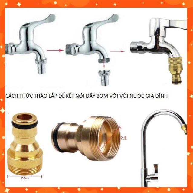 Bộ dây vòi xịt nước rửa xe, tưới cây . tăng áp 3 lần, loại 15m 206236 đầu đồng, cút, nối PE