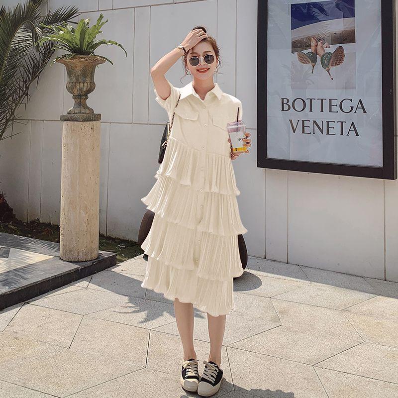 SHUANGYAN Blue Sea Yueno Fairy Mori Dress Platterone váy mối tình đầu màu đỏ 2023 mùa hè khí chất bánh váy chiffon đầm