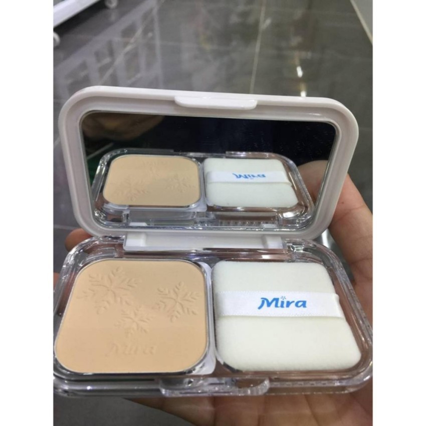 Phấn nén trang điểm siêu mịn Mira Two Way Cake Hàn Quốc 12g No.21 Cream Beige tặng kèm móc khoá