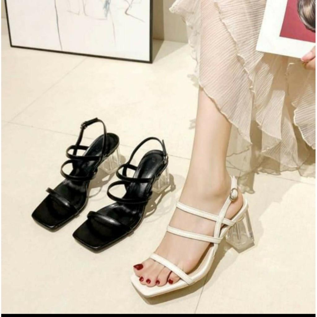 VIDEO+HÌNH THẬT Giày sandal cao gót big size quai mảnh thời trang gót trong 5 phân thời trang siêu đẹp