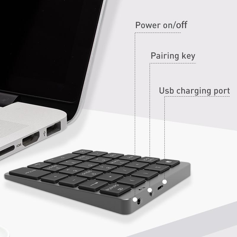 Không Dây Số Bàn Phím Bluetooth Bàn Phím Số Teclado Mecanico Hợp Kim Nhôm Dành Cho Windows Laptop Máy Tính Bảng Android Máy Tính Để Bàn