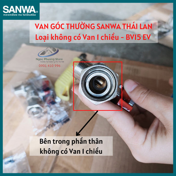 Van góc thường SANWA nhập khẩu, loại có Van 1 chiều/ không Van 1 chiều BV15ENV