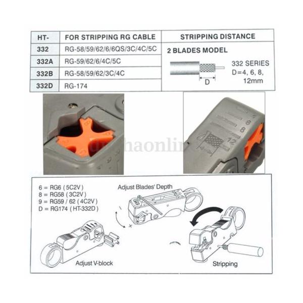 Dụng cụ tách tuốt vỏ cáp đồng trục, vỏ dây điện