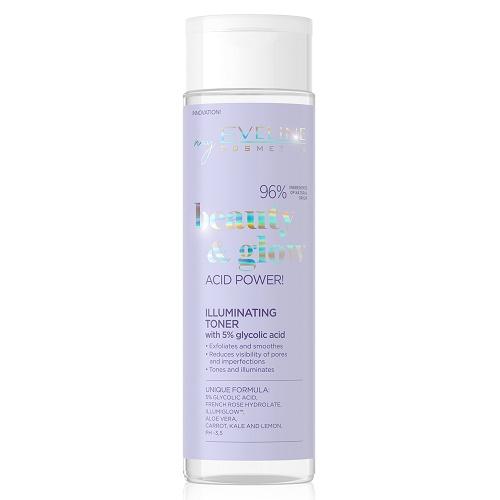 Nước hoa hồng Eveline Beauty & Glow làm sáng da Glycolic axit 200ML