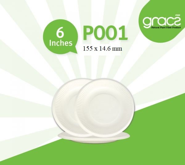 Dĩa giấy bã mía Thái Lan 6inch ~15cm - thương hiệu Gracz