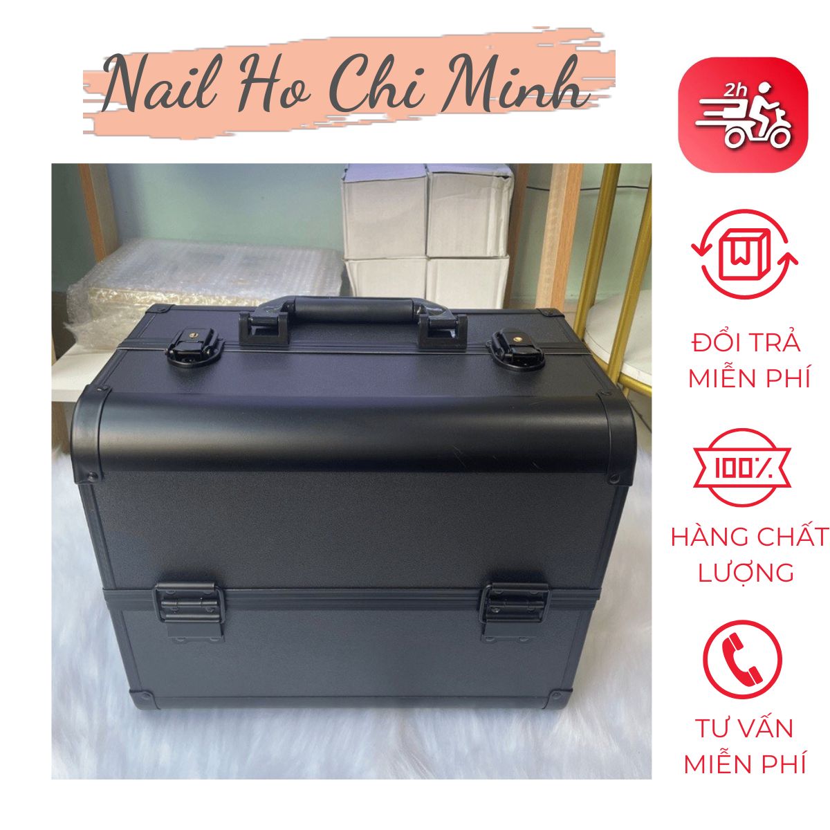 [HCM]Cốp nhôm đựng nail mi 2 tầng - Cốp nhôm cao cấp đựng đồ trang điểm, phun xăm thẩm mỹ nhiều màu sang chảnh