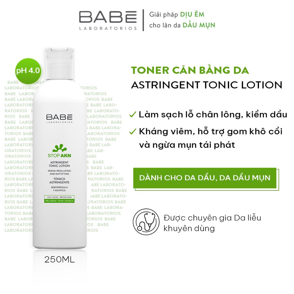 Toner cân bằng dầu nhờn, hỗ trợ giảm mụn, se khít lỗ chân lông BABE Stop AKN Astringent Tonic Lotion 250ml