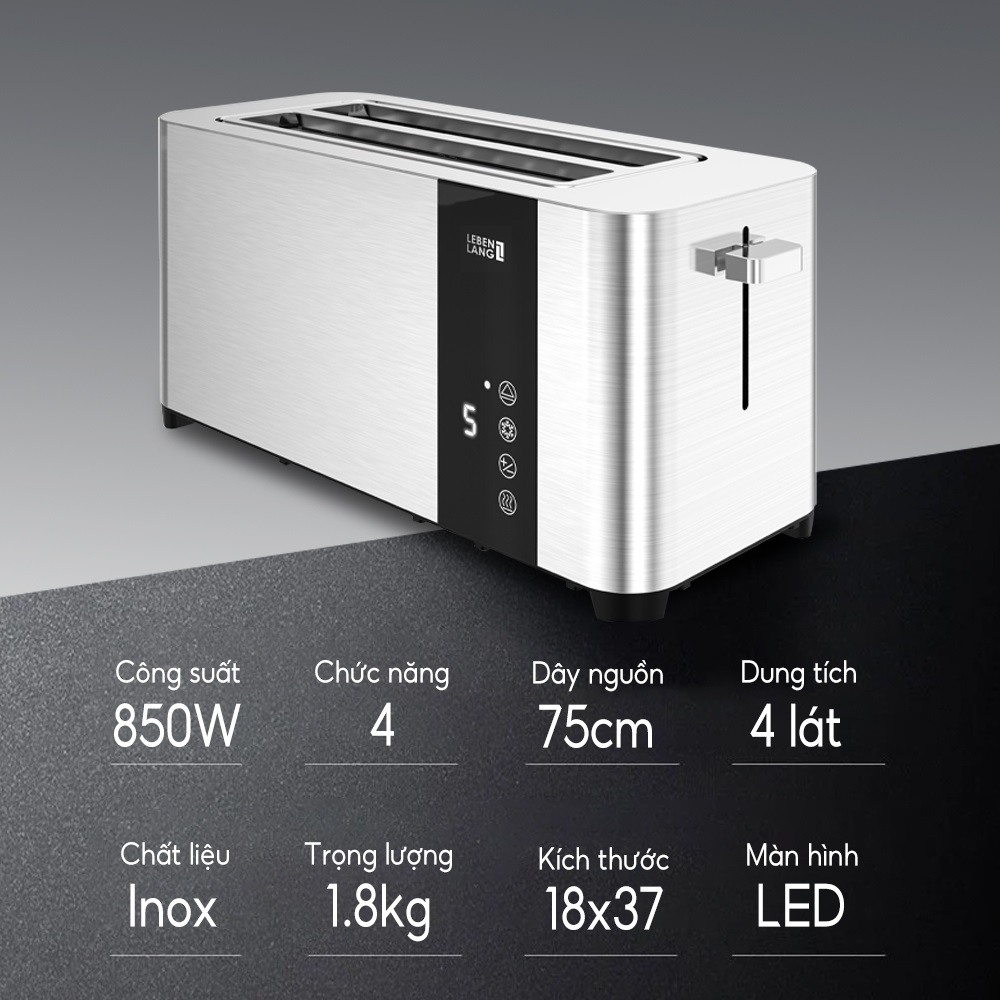 Máy nướng bánh mì Sothing Lebenlang LBL9899 dùng hâm nóng, nướng bánh sandwich 850w- Hàng chính hãng