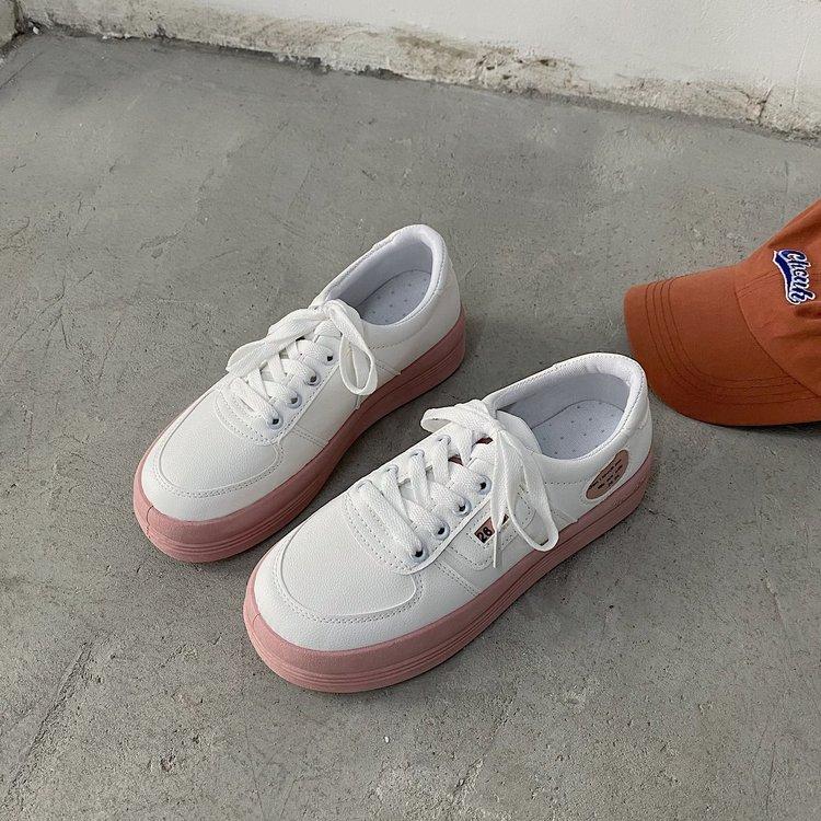 Giày Sneaker Màu Trơn Phối Dây Cho Nữ