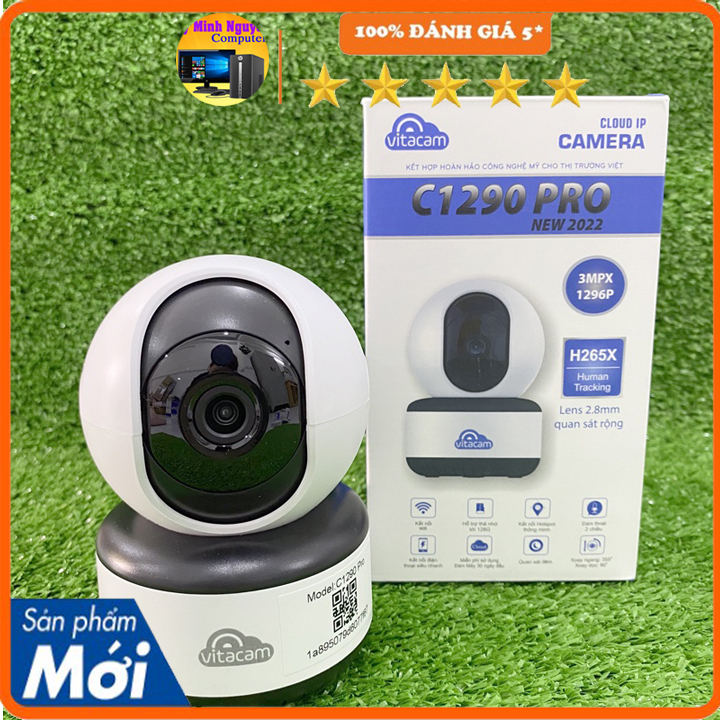 Camera IP Wifi 3.0MP VITACAM C1290 Pro, Xoay 360, chuẩn ULTRA HD - Hàng chính hãng