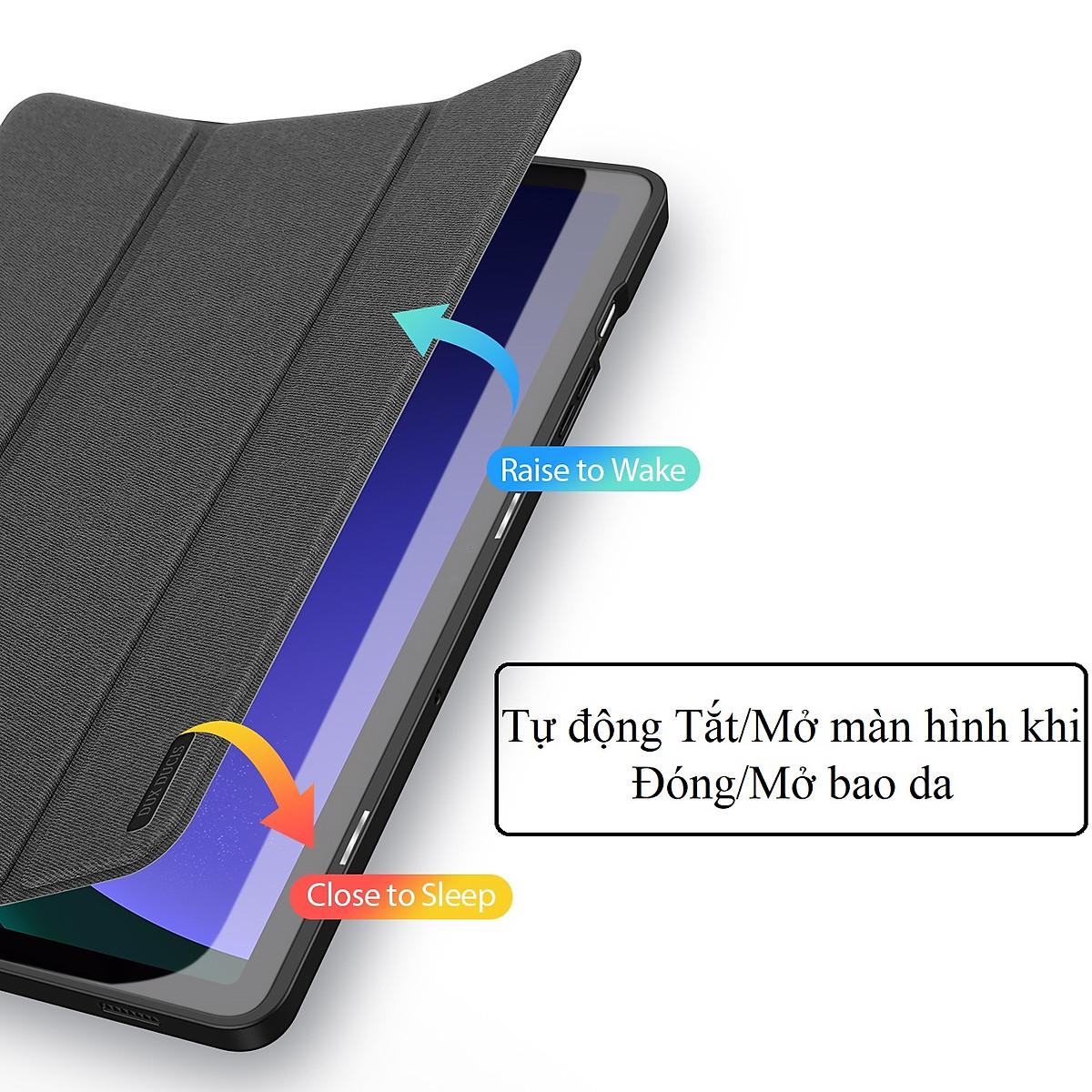 Bao da dành cho SamSung Galaxy Tab S9 Fe chính hãng Dux Ducis Domo chống sốc, có khay đựng bút - hàng chính hãng 