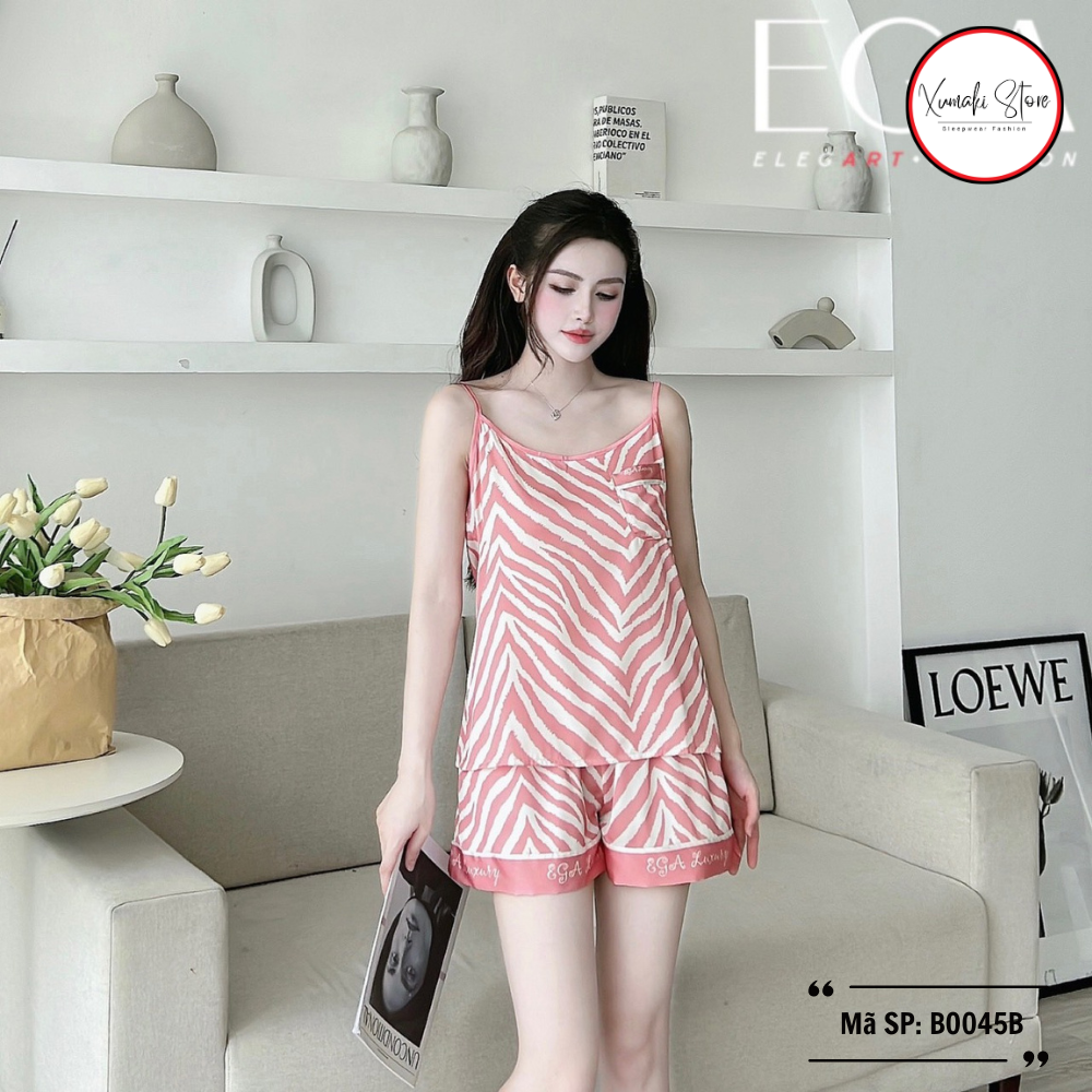 Bộ 2 dây nữ họa tiết nổi bật màu hồng cam chất lụa cao cấp Xumaki Store BO045B