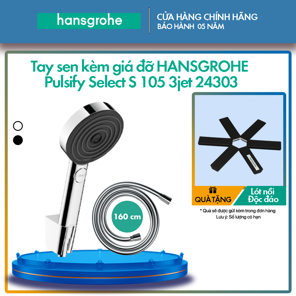 Tay sen kèm giá đỡ hansgrohe Pulsify Select S 105 3jet 24303