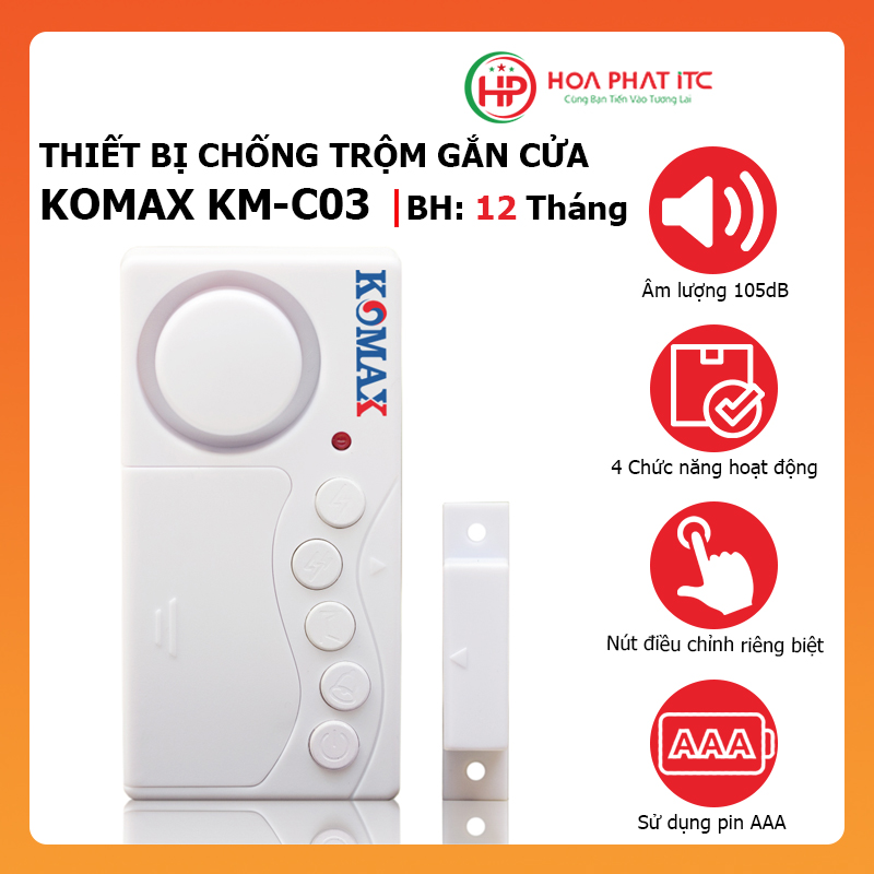 Thiết bị chống trộm gắn cửa, Báo trộm gắn cửa Komax KM-C03 - Hàng Chính hãng