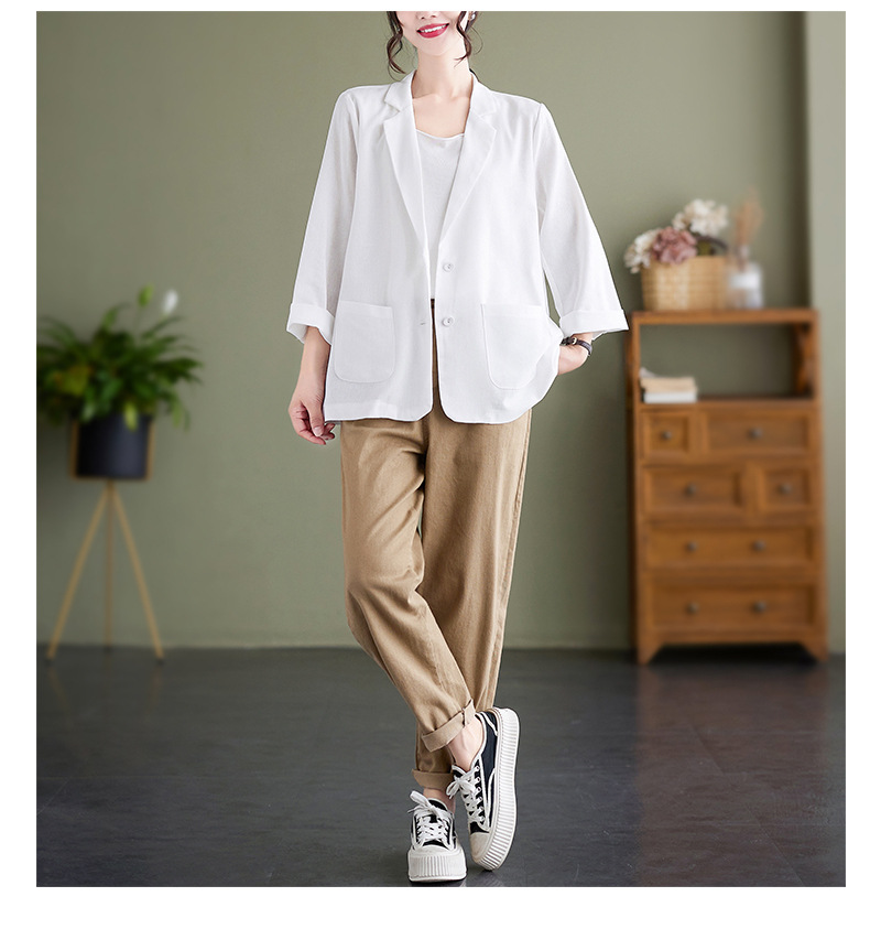 Áo blazer nữ công sở dài tay, kiểu dáng cơ bản dễ mặc, chất liệu linen bột cao cấp CS03