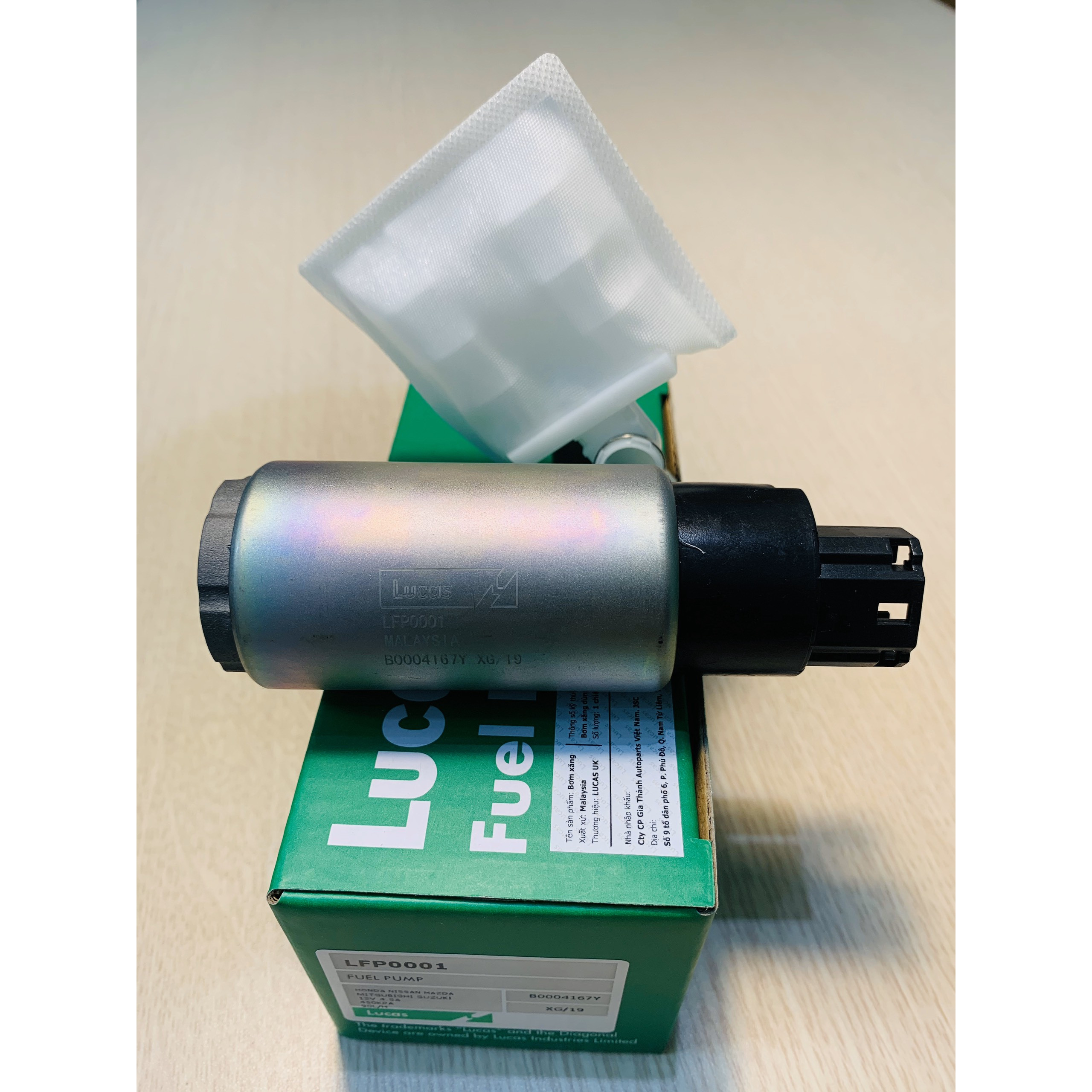 Bơm xăng dài, giắc to cho xe Kia Morning, HUyndai I10 đời , Nissan,Mitsu đời thấp nhãn hiệu Lucas LFP0001