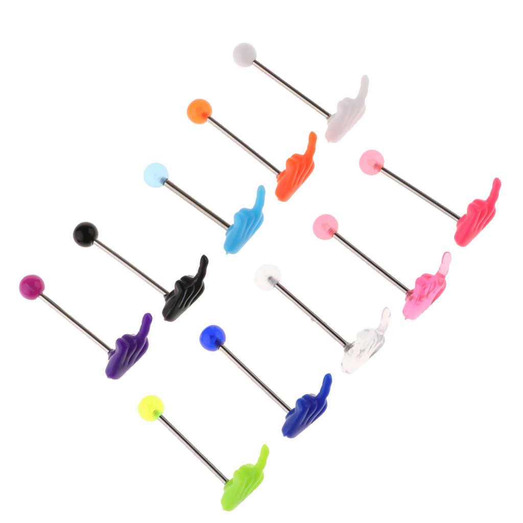 10Pcs Stainless Steel Lip Chin Labret Bar Tongue Ring Stud Tragus Piercing
