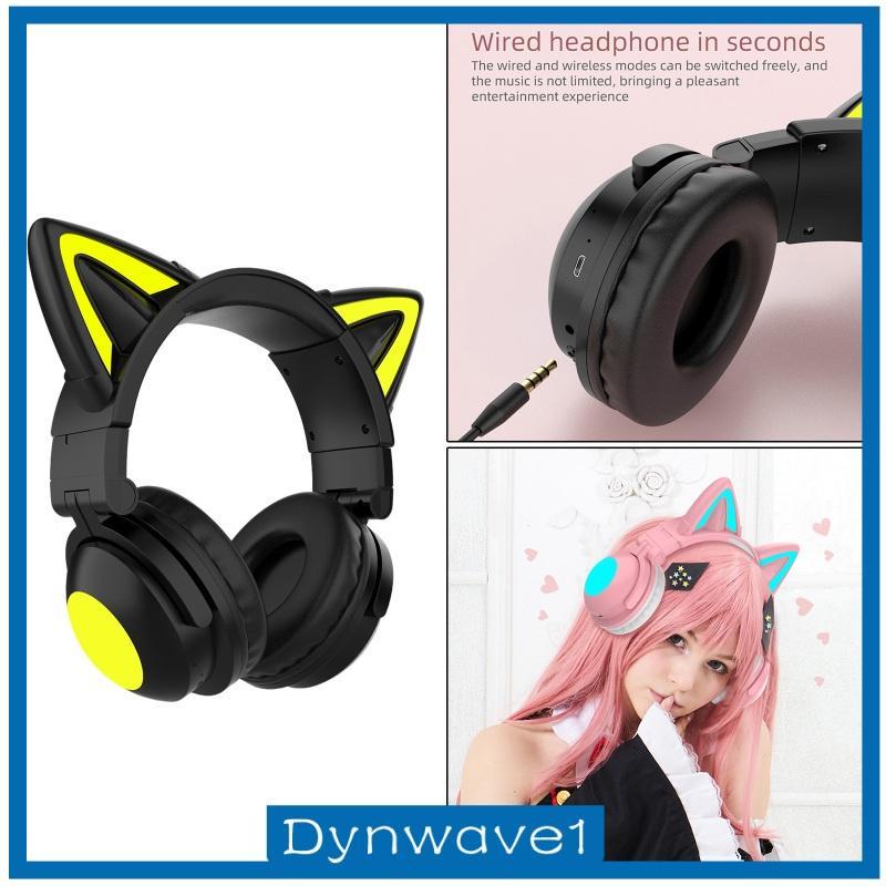 Tai Nghe Chơi Game Kết Nối Không Dây Bluetooth 5.0 Chống Ồn Hoạ Tiết Tai Mèo Dễ Thương Cho Bé Gái