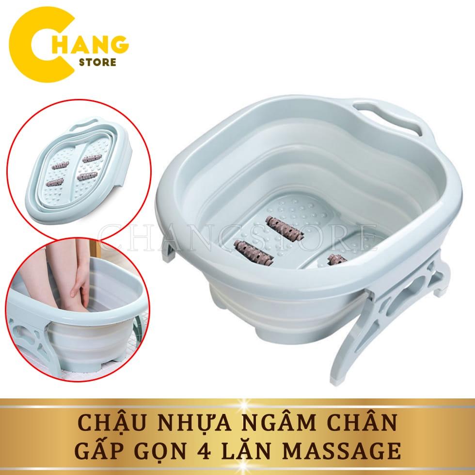 Chậu Ngâm Chân Gấp Gọn Có Con Lăn Massage Lòng Bàn Chân, Chậu Ngâm Massage Chân Gấp Gọn Tiện Lợi