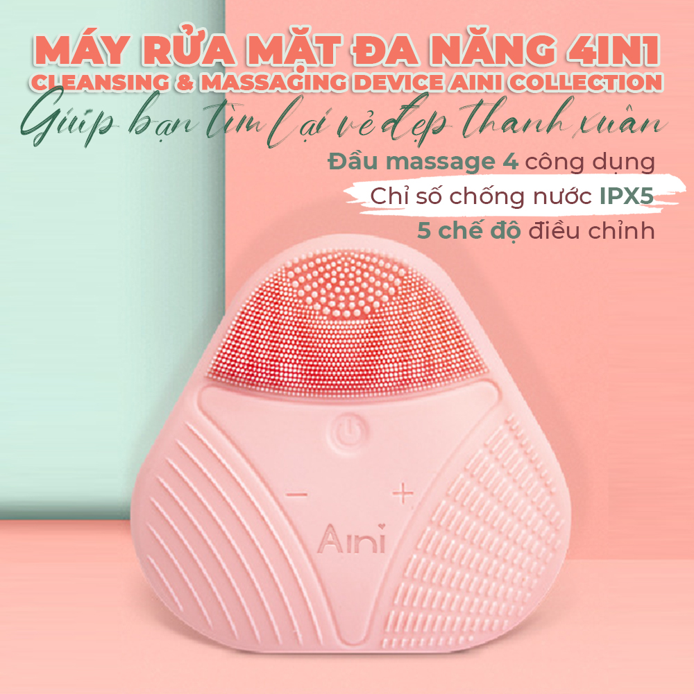 [BH 1 NĂM] Máy rửa mặt đa năng 4in1 Cleansing &amp; Massaging Device AINI COLLECTION - Hàng chính hãng AINI14