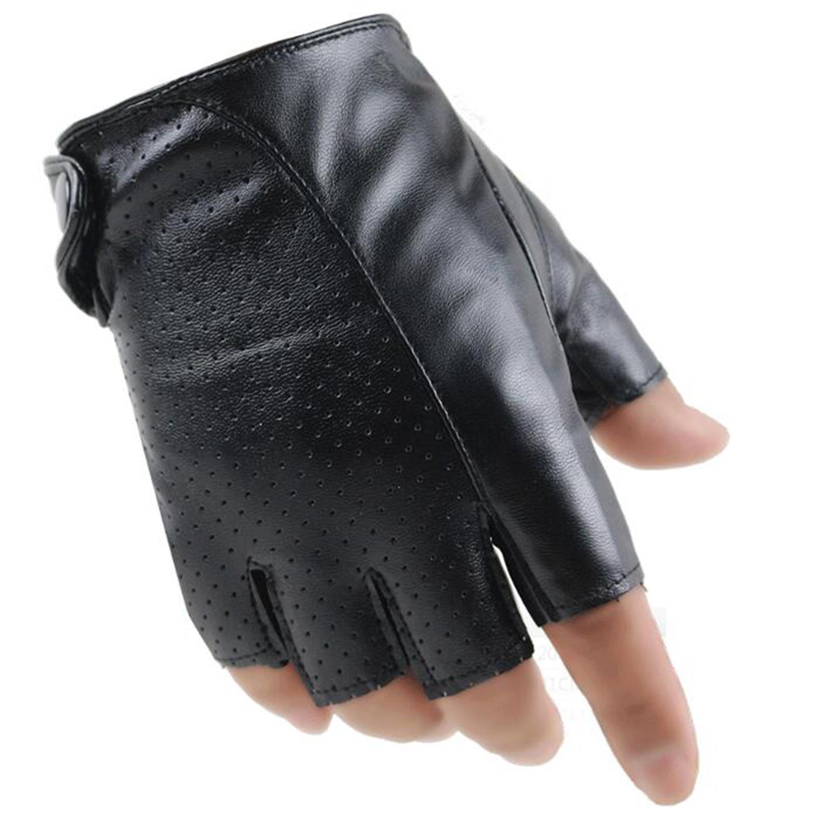 Wear Resistant Half Finger Gloves Lightweight PU Leather Gloves for Driving