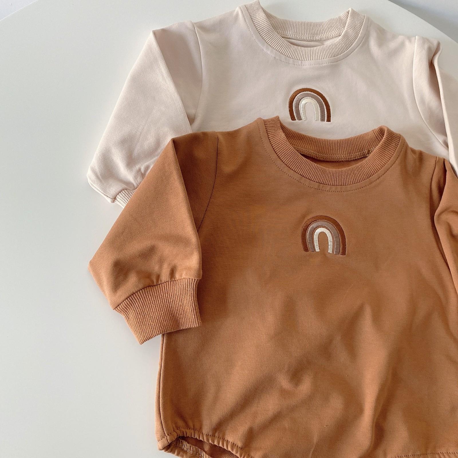 2021 Thu Bé Sơ Sinh Bé Trai Bé Gái Quần Áo Cho Bé Rainbow Bodysuit Tay Dài In Áo Liền Quần Bé Gái Xinh Xắn Đáng Yêu Quần Áo
