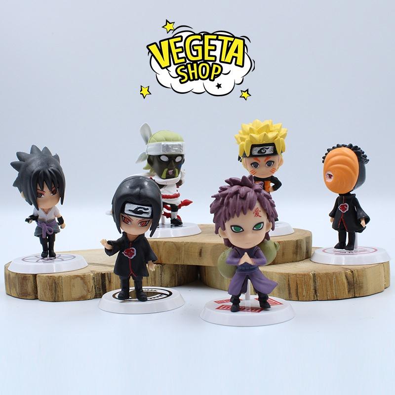 Mô hình Naruto - Set 6 nhân vật Uzumaki Naruto Gaara Killer Bee Uchiha Sasuke Itachi Obito - Cao 7cm