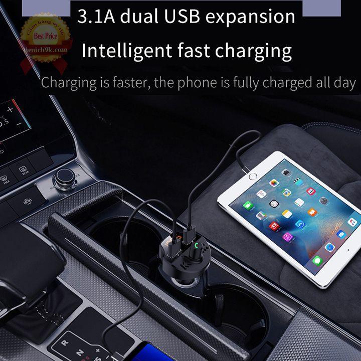 Tẩu sạc nhanh điện thoại phát Nghe nhạc Bluetooth trên xe hơi ô tô T66 Qualcom QC3.0 cắm thẻ nhớ micro USB 2 cổng
