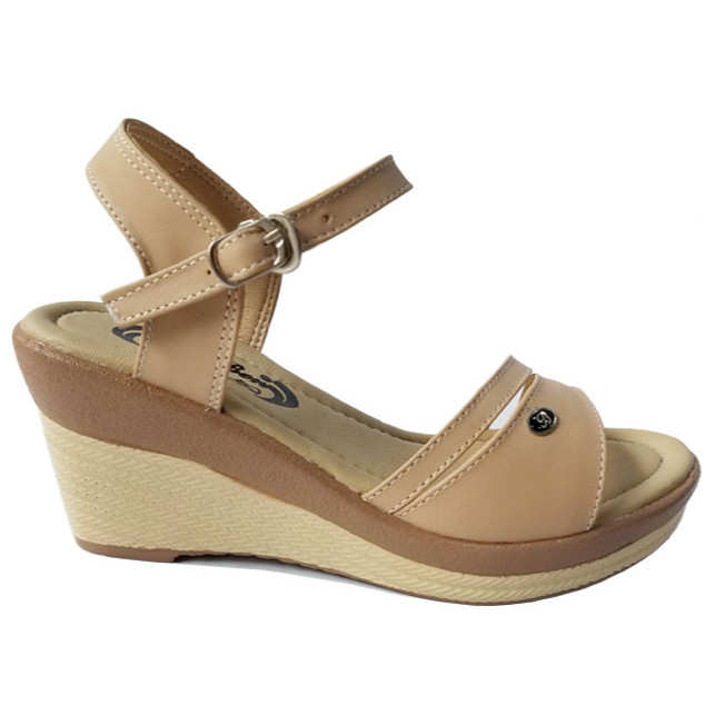 Giày sandal đế xuồng nữ da bò thật cao 9 phân HKT49