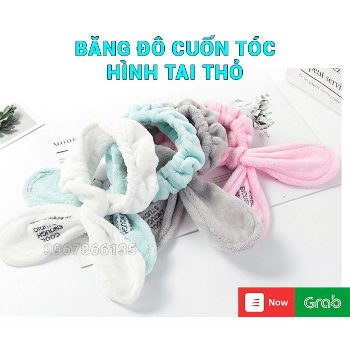Băng đô cuốn tóc đội đầu rửa mặt hình tai thỏ cuốn tròn