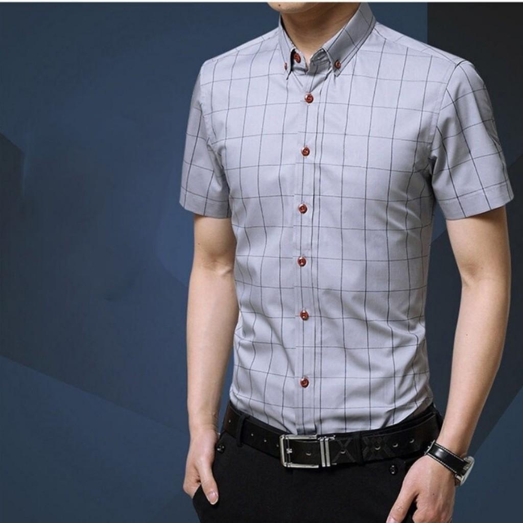 Áo Sơ Mi Nam Ngắn Tay Caro Nút GO20 Vải Mềm Mịn, Thoáng Mát, Chuẩn Form