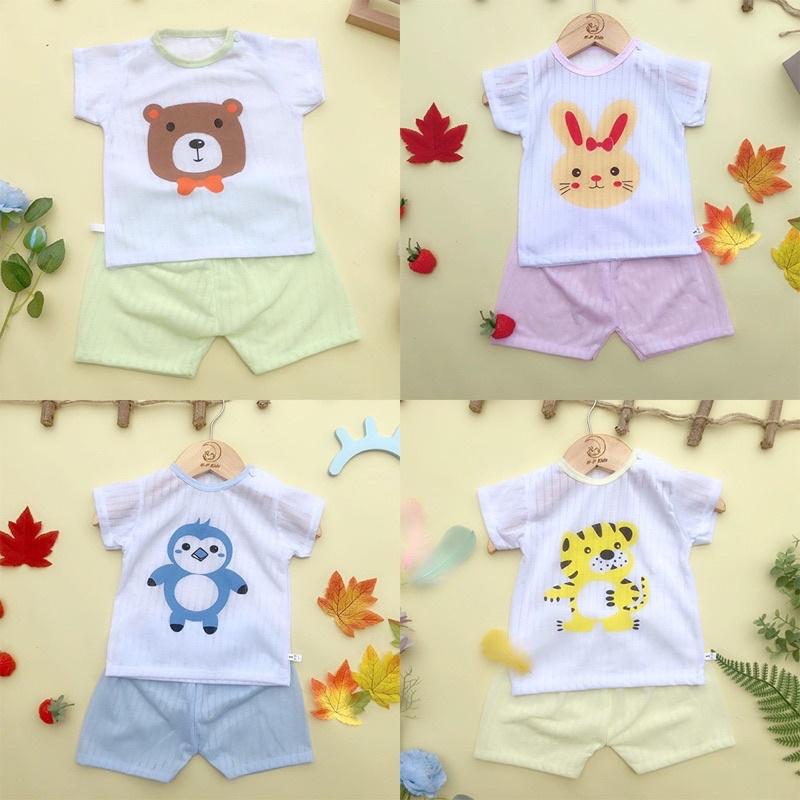 Bộ cotton giấy cài vai Mẫu Mới cho bé sơ sinh 3-14kg - BO2