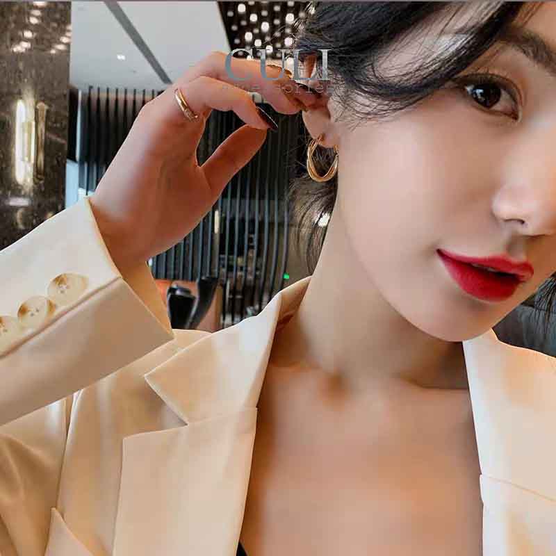 Khuyên tai tròn xoắn mạ vàng thời trang, style Hàn Quốc HT682 - Culi accessories