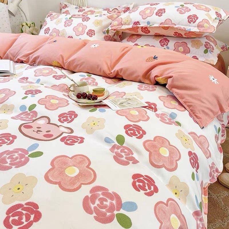 Bộ vỏ chăn ga gối shopquy cotton poly mẫu mới Gấu Xanh Đáng Yêu