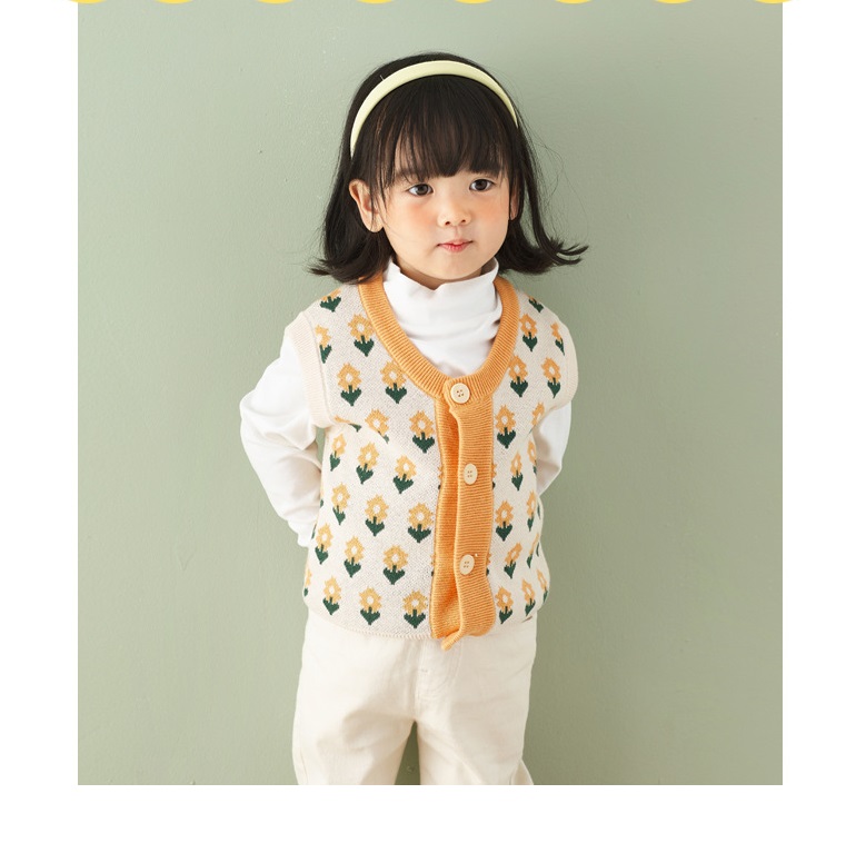 (Hot 2022 - Hàng QCCC) Áo gile len cho bé gái các mẫu hoa cực xinh 1-6 tuổi chất mềm mại