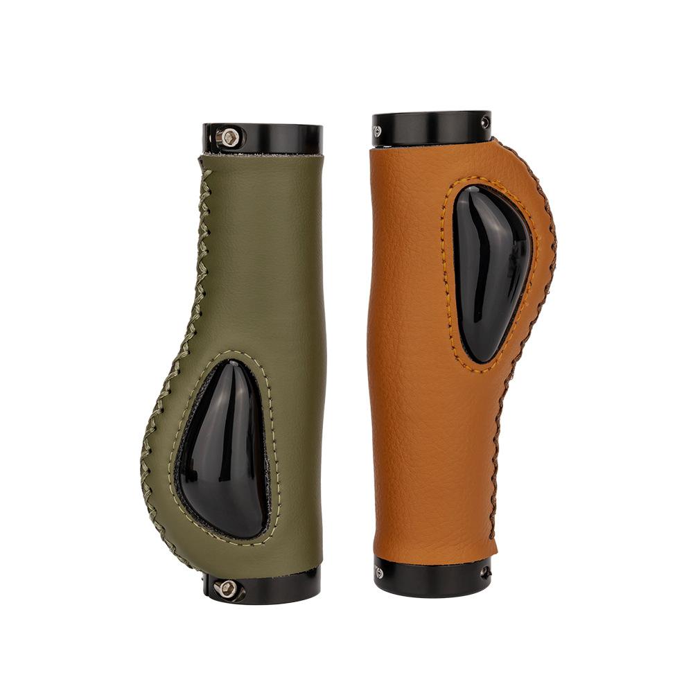 ZTTO Leather Bike Handlebar Grips Silcone Dual Lock-on Bicycle Grips AntiSlip Handle Bar End Grips for MTB Mountain Bike