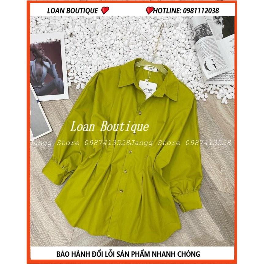 Áo sơmi rúm eo lưng chun_Sơmi bo eo vải lụa nhuyễn mềm đẹp không nhăn