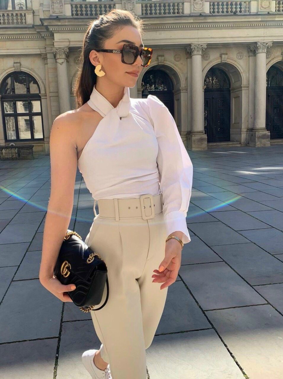 Quần tây nữ cạp cao kèm đai