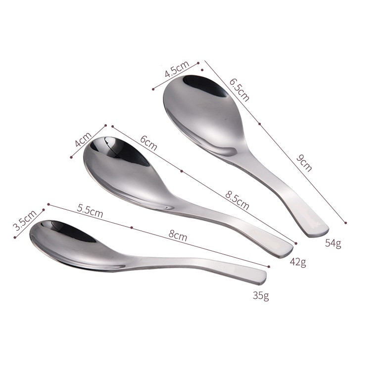 Set 3 muỗng súp inox 304- 13.5cm, 14.5cm, 15.5cm