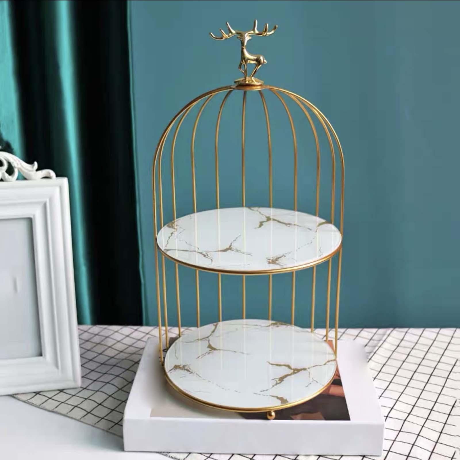 2 Pieces Bird Cage Cosmetic Storage Racks Dresser Makeup Organizer Shelves
