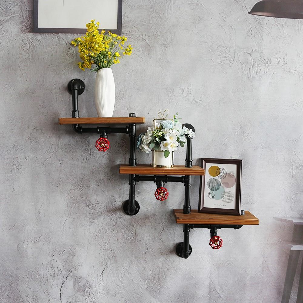 Kệ ống nước treo tường chất liệu ống sắt trang trí decor quán cafe phong cách vintage