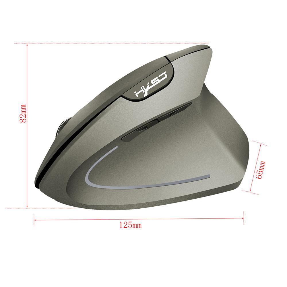 Chuột không dây HXSJ T24 2.4G Chuột công thái học dọc có đầu thu USB Thay thế cho Máy tính xách tay - Xám
