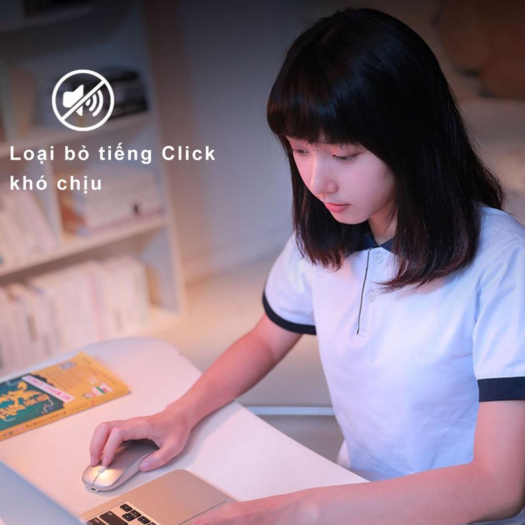Chuột máy tính không dây tự sạc pin MP1 không ồn sạc 1 lần dùng 4 tuần cho Laptop Macbook PC