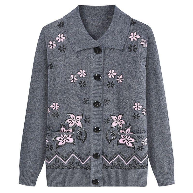Áo khoác len cardigan trung niên nữ cho bà cho mẹ_ áo len dệt kim thêu hoa cao cấp