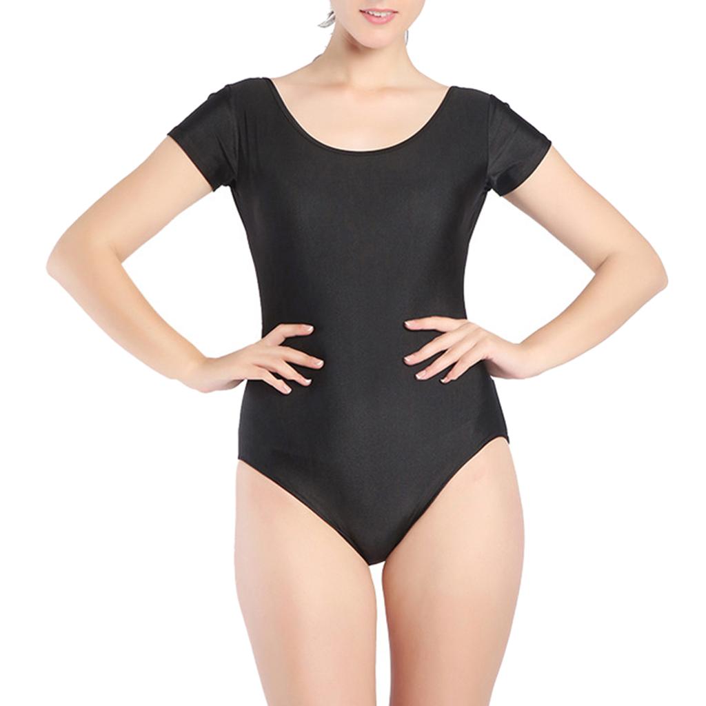 Women's Vintage Black One Piece Swimsuit Extra Stretch Spandex Bodysuit Bathing Suit