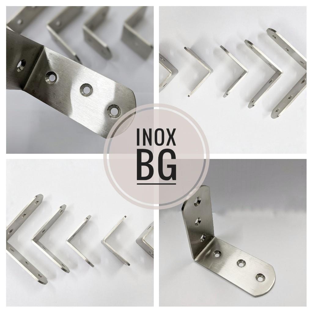 Ke góc chữ L Inox bản to 3,7cm lắp giá sách, kệ đựng đồ